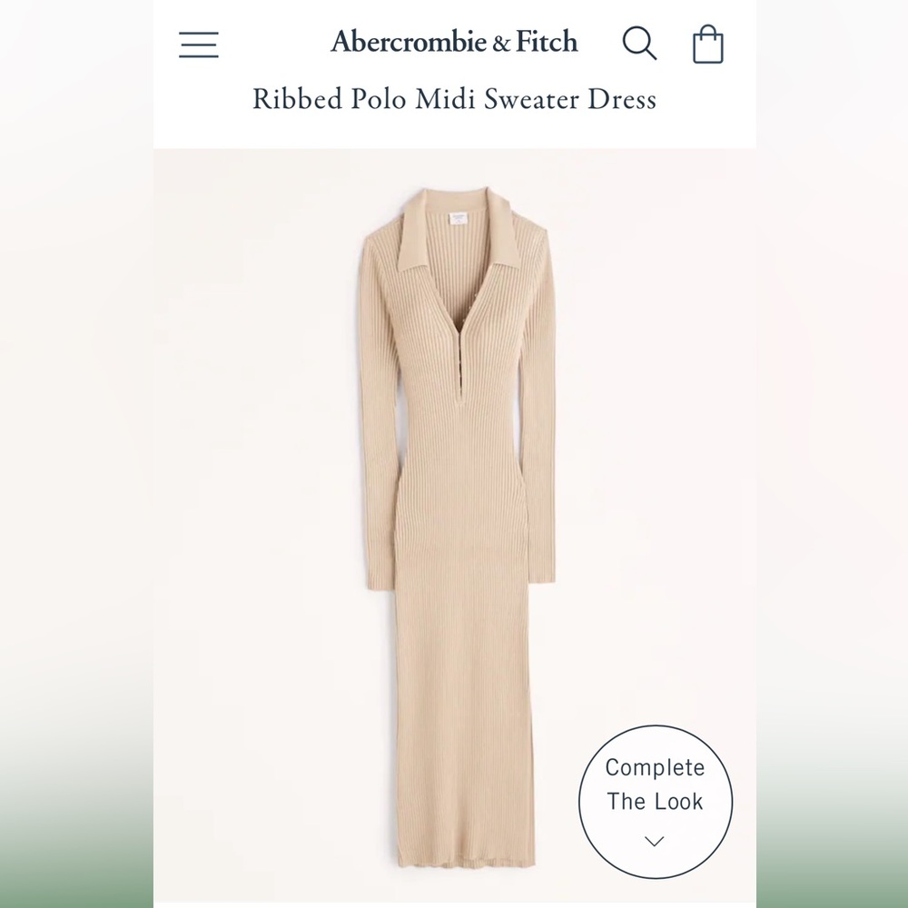 Abercrombie & fitch Ribbed Polo Midi Sweater Dress